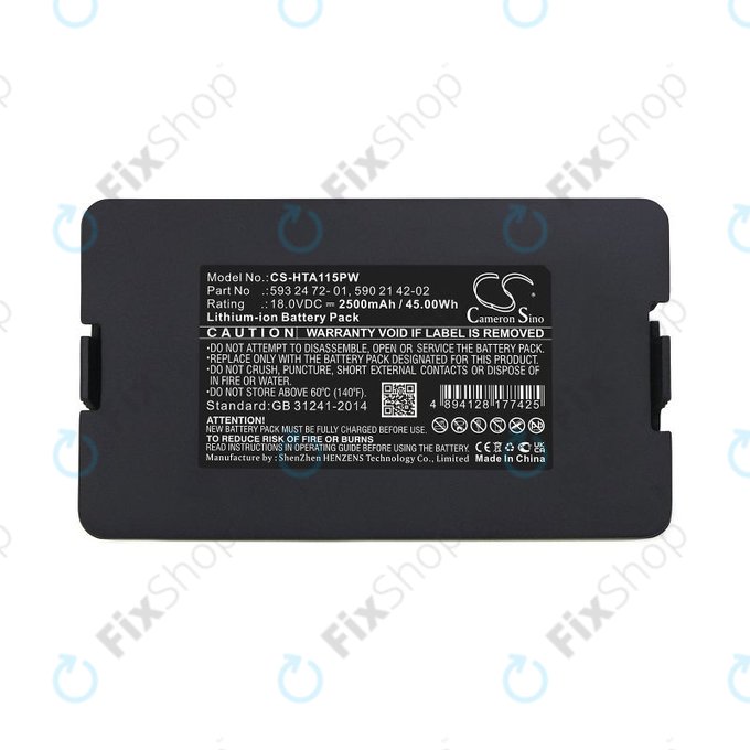 Battery for Flymo Easilife 800, Gardena Sileno Life 1250, Husqvarna Automower 520, 2500mAh, Li-Ion, 18V, 593 24 72-01, HQ