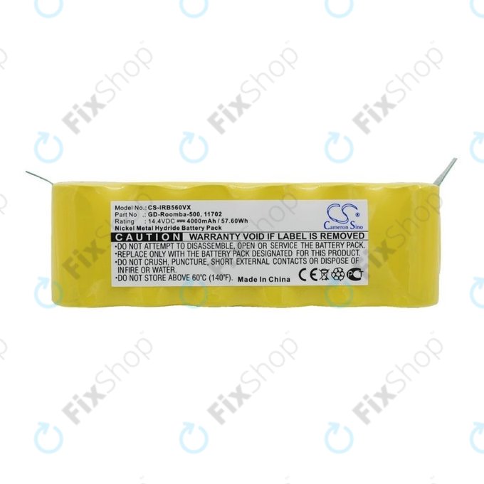 iRobot Roomba 500, 600, 700, 800, 900-series, R3, Scooba 450, Vileda 137173 - Battery 11702, GD-Roomba-500, VAC-500NMH-33 Ni-MH 14.4V 4000mAh HQ