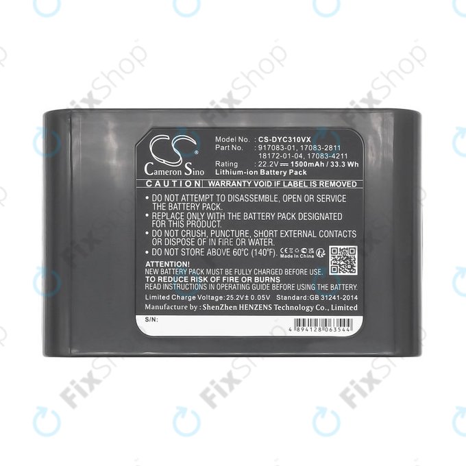 Battery for Dyson DC31, DC34, DC35, DC44, 1500mAh, Li-Ion, 22.2V, 17083-2811, HQ