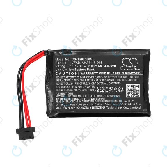 Battery for TomTom GO 5000, 5100, 6000, 6100, 6200, Pro 5250, 1100mAh, Li-Ion, 3.7V, VFAD, HQ