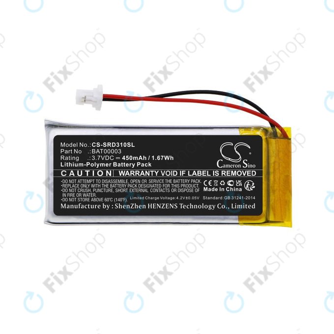 Battery for Cardo Q1, Q3, 450mAh, Li-Pol, 3.7V, BAT00003, HQ
