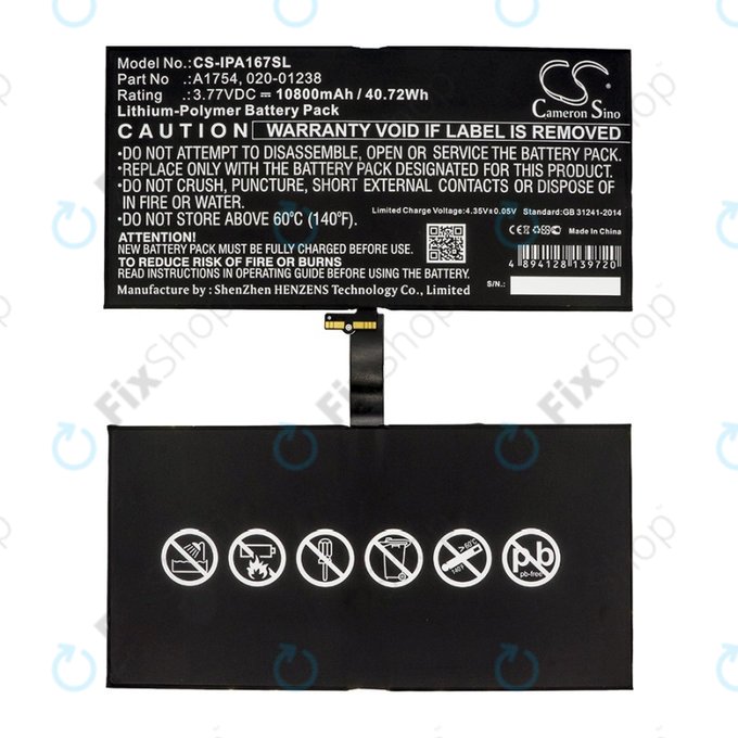 Apple iPad Pro 12.9 (2nd Gen 2017) - Battery A1754, 020-01238 10800mAH HQ