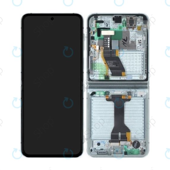 Samsung Galaxy Z Flip 5 F731B - LCD Display + Touch Screen + Frame (Mint) - GH82-31828D, GH82-31827D Genuine Service Pack