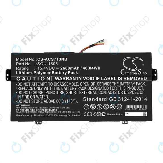 Battery for Acer SF713-51, 2600mAh, Li-Pol, 15.4V, SQU-1605, HQ