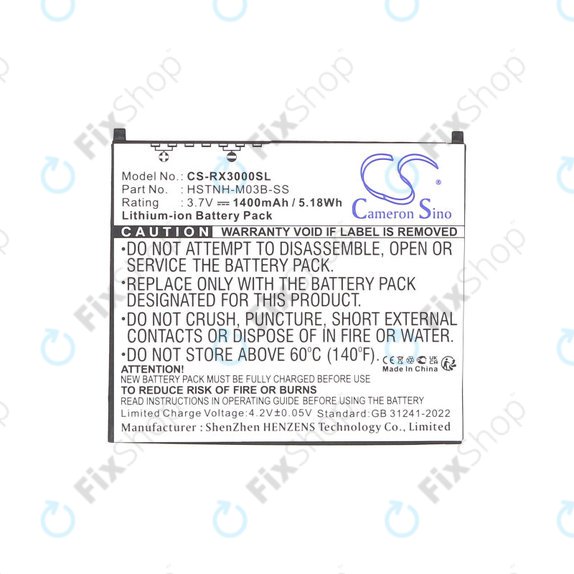 Battery for HP Compaq iPAQ rx3000, rx3115, rx3700, hx2110, hx2790, 1400mAh, Li-Ion, 3.7V, HSTNH-M03B-SS, HQ
