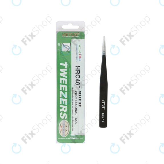Vetus ESD-16 - Antistatic Metal Tweezer with Straight-Pointed Tip (128mm)