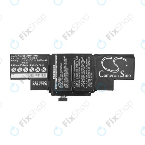 Apple MacBook Pro 15" A1398 (Mid 2012 - Early 2013) - Battery A1417 8600mAh HQ