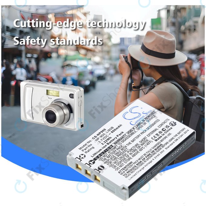 Battery for Agfa, Aosta, Avant, Benq, Minolta, Olympus, Polaroid, 600mAh, Li-Ion, 3.7V, Li-80B, HQ