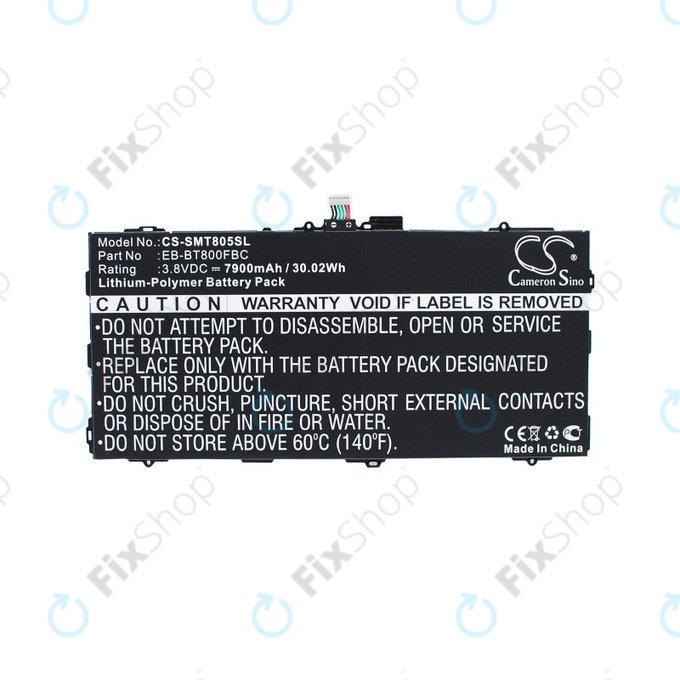Battery for Samsung Galaxy Tab S 10.5, 7900mAh, Li-Pol, 3.8V, EB-BT800FBC, HQ