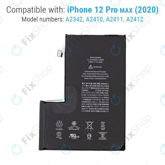 Battery for iPhone 12 Pro Max, 3687mAh