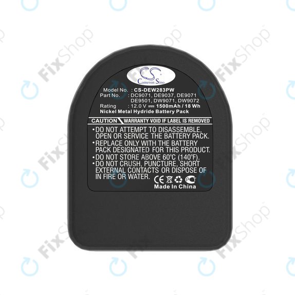 Battery for Dewalt DCD940B2, DCD910KX, 1500mAh, Ni-MH, 12V, DC9071, DE9074, HQ