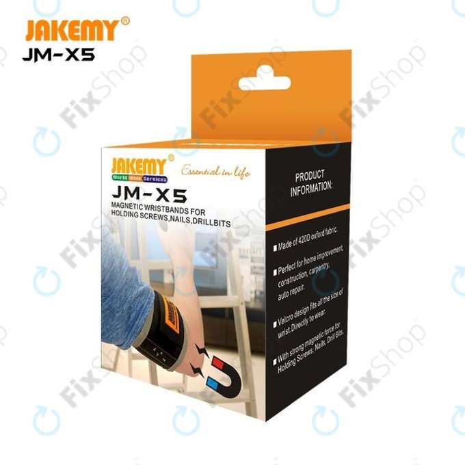 Jakemy JM-X5 - Magnetic Storage Wristband for Screws, Nails & Bits