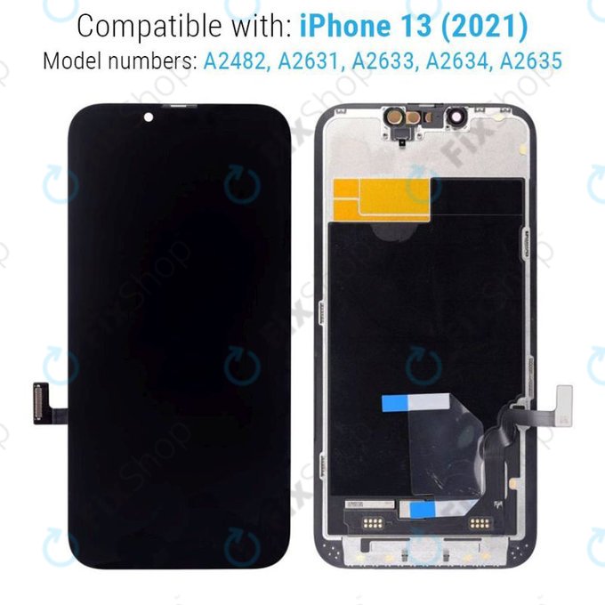 Display Hard OLED for iPhone 13, Touch Screen with Frame, FixPremium