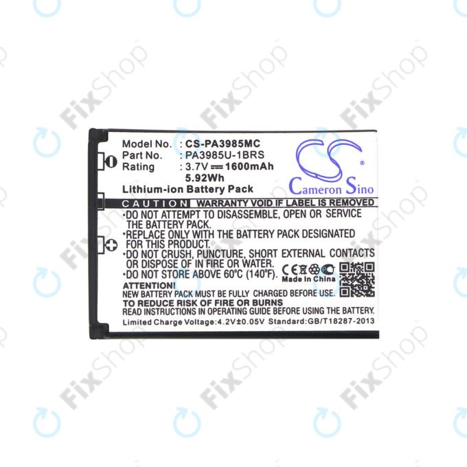 Battery for Toshiba Camileo X200, X400, 1600mAh, Li-Ion, 3.7V, PA3985, HQ