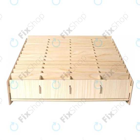 Universal wooden stand / organizer for phones with 48 compartments