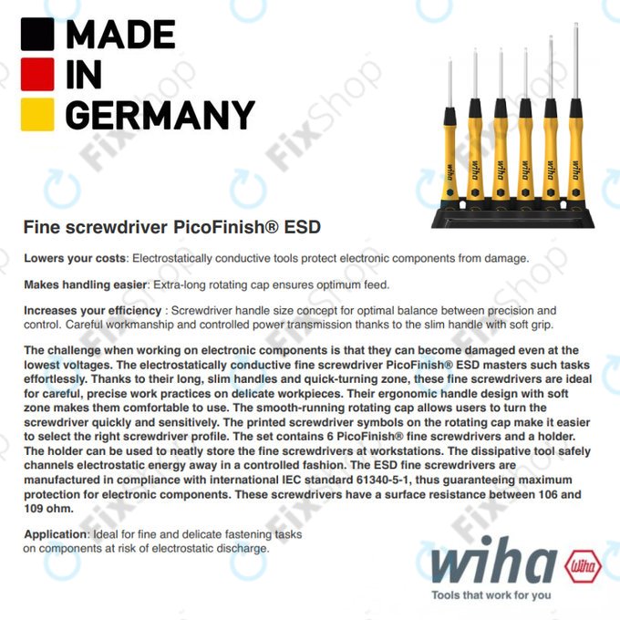 Wiha PicoFinish® ESD 271P - Precission Screwdriver - Phillips PH00 (2.0mm)