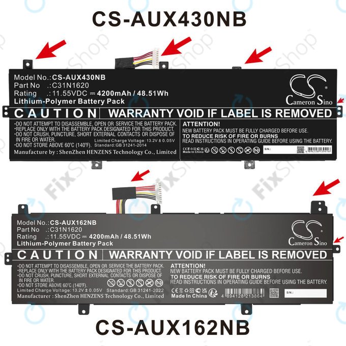 Battery for Asus BX430, Expertbook B5440fa, P5240ua-1a, 4200mAh, Li-Pol, 11.55V, C31N1620, HQ
