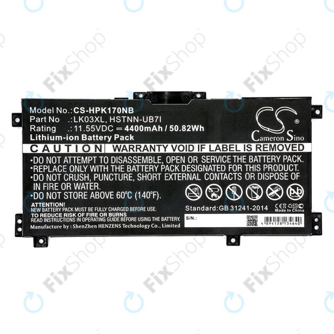 Battery for HP Pavilion X360 15-CR0001NM, 4400mAh, Li-Ion, 11.55V, LK03XL, HQ