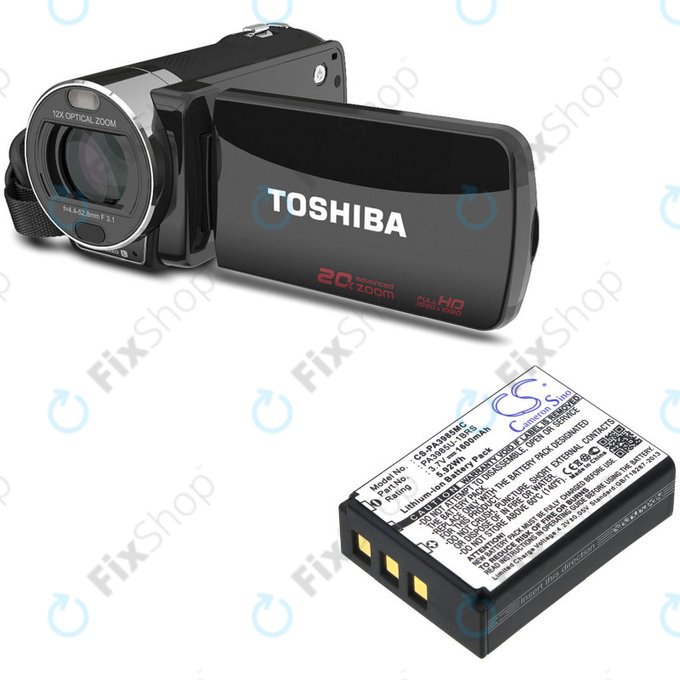 Battery for Toshiba Camileo X200, X400, 1600mAh, Li-Ion, 3.7V, PA3985, HQ