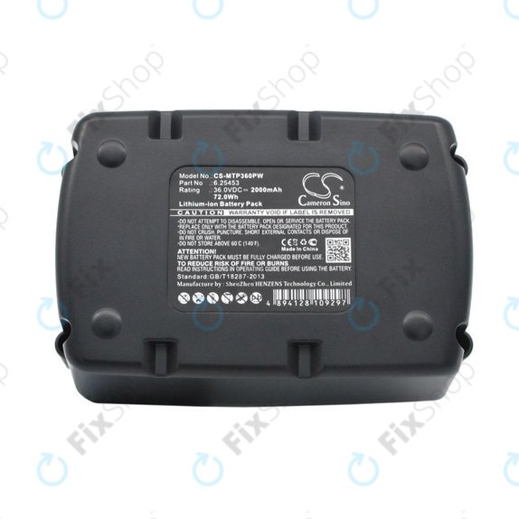 Battery for Metabo Ahs36v, Bha 36 Ltx Compact, 2000mAh, Li-Ion, 36V, 6.25453, HQ