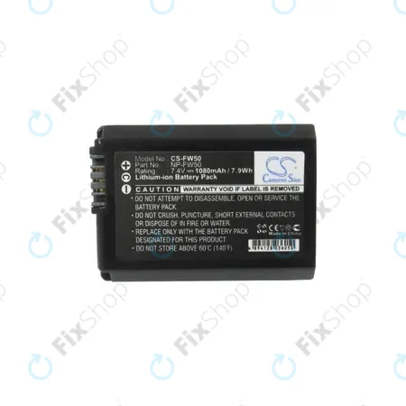 Sony Alpha-series, DLSR-series, ILCE-series, NEX-series, SLT-series - Battery NP-FW50 Li-Ion 1080mAh HQ
