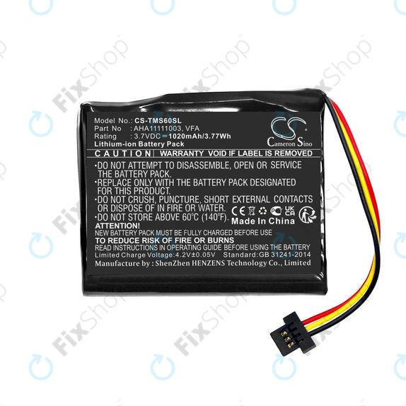 Battery for TomTom Start 60, 1020mAh, Li-Ion, 3.7V, VFA, HQ