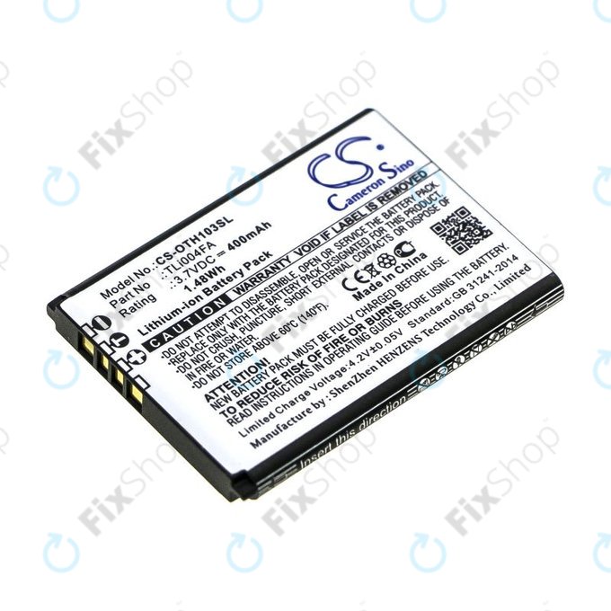 Battery for Alcatel OneTouch 1013, 1035D, 1046D, 400mAh, Li-Ion, 3.7V, TLi004FA, HQ