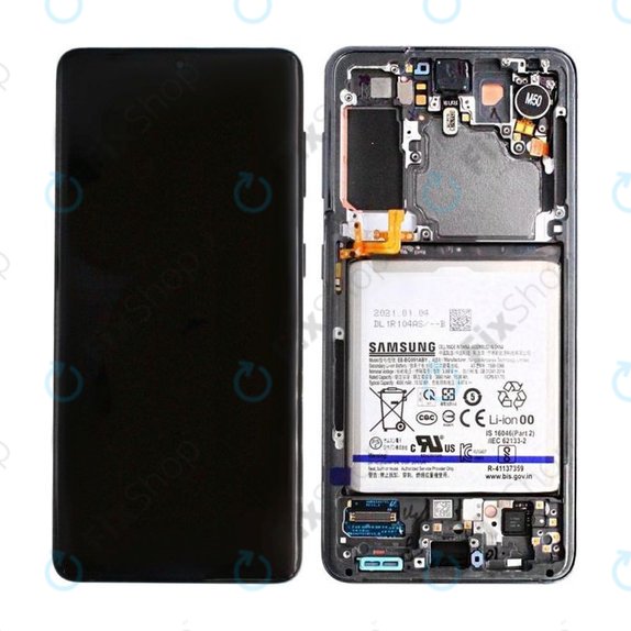 Samsung Galaxy S21 G991B - LCD Display + Touch Screen + Frame + Battery (Phantom Gray) - GH82-24716A, GH82-24718A Genuine Service Pack