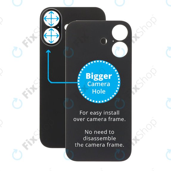Apple iPhone 17 - Rear Housing Glass with Bigger Camera Hole (Black)