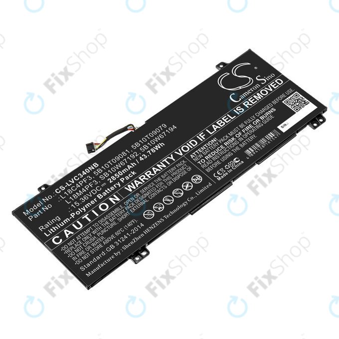 Battery for Lenovo Ideapad C340, Ideapad Flex, 2850mAh, Li-Pol, 15.36V, L18C4PF3, HQ