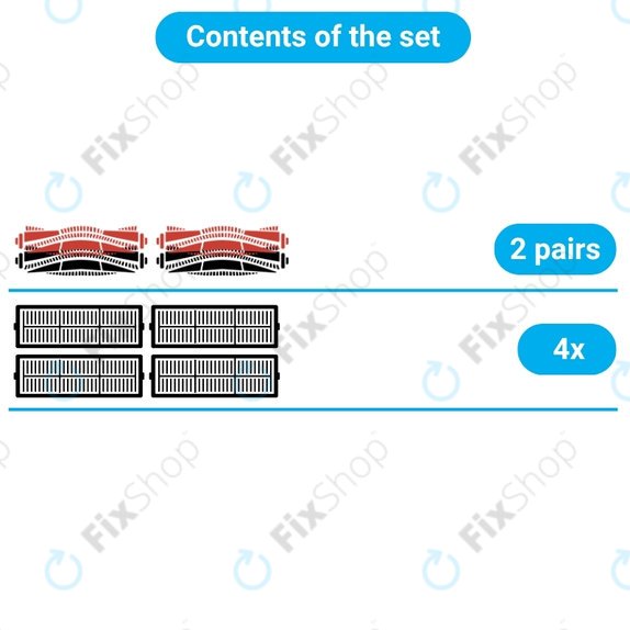 Replacement set for Roborock Dyad Pro (2 pairs of Main brushes, 4x Filter)