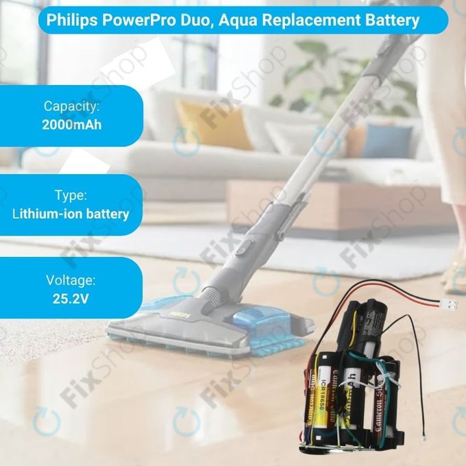 Philips PowerPro Aqua, Duo - Battery 300003446961, 69-2008-009-211, 69-2008-009-201 Li-Ion 25.2V 2000mAh HQ