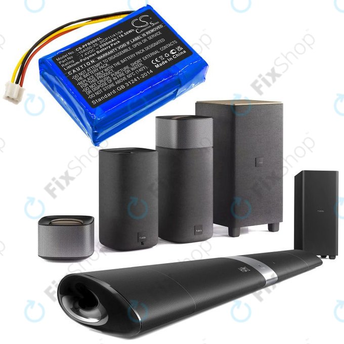 Battery for Philips Fidelio B5/12, Fidelio HTL9100, Fidelio HTL9300, 2500mAh, Li-Pol, 7.4V, 104050-2S, HQ