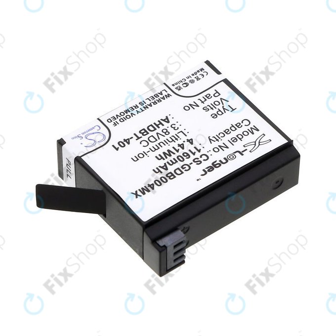 Battery for GoPro Hero 4, 1160mAh, Li-Ion, 3.8V, AHDBT-401, HQ