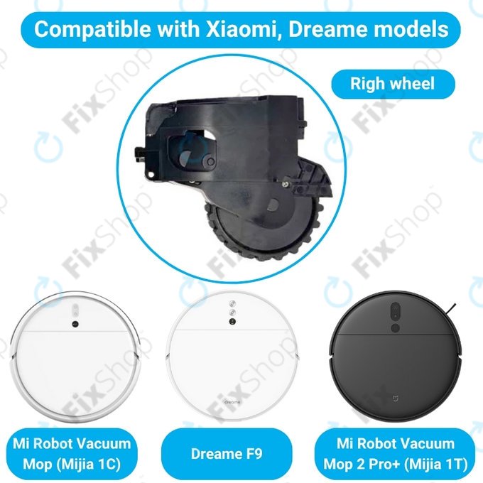 Xiaomi Dreame F9, Mi Robot Vacuum Mop (Mijia 1C), 2 Pro+ (Mijia 1T) - Wheel with Motor (Right) (Black)