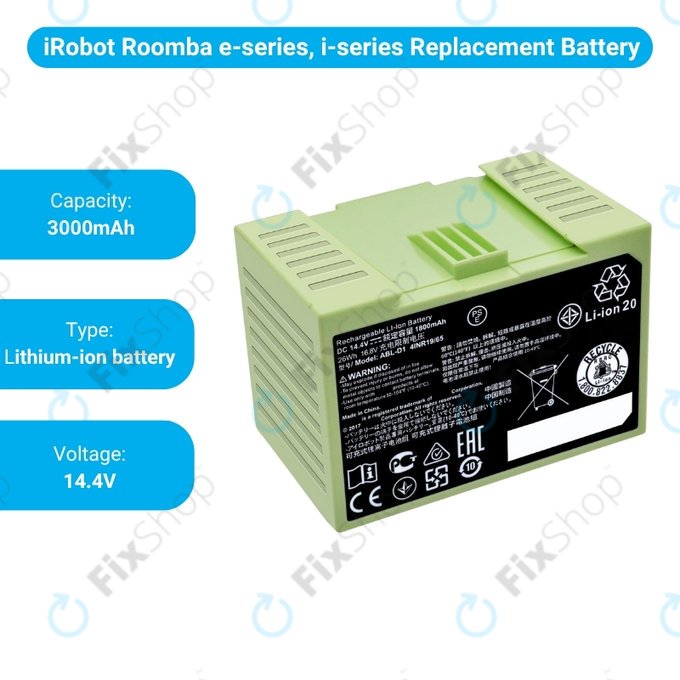 iRobot Roomba e-series, i-series - Battery ABL-D1, 4624864, ABL-D2 Li-Ion 14.4V 3000mAh