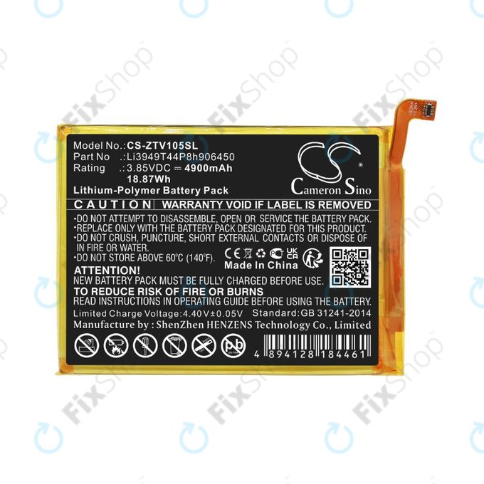 Battery for ZTE Blade V Smart, V30 Vita, 4900mAh, Li-Pol, 3.85V, Li3949T44P8h906450, HQ