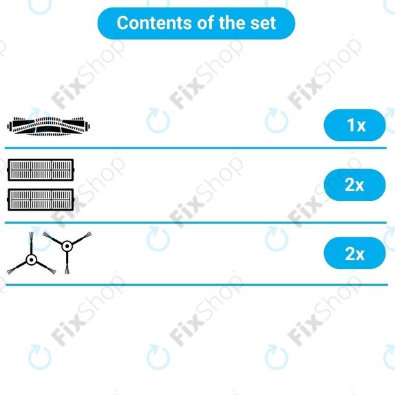 Replacement set for Rowenta X-Plorer S75s (1x Main brush, 2x Filters, 2x Side brushes)