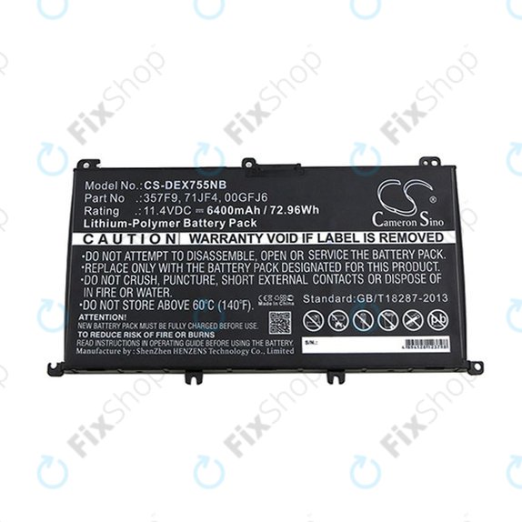 Battery for Dell Inspirion 15, 6400mAh, Li-Pol, 11.4V, 357F9, HQ