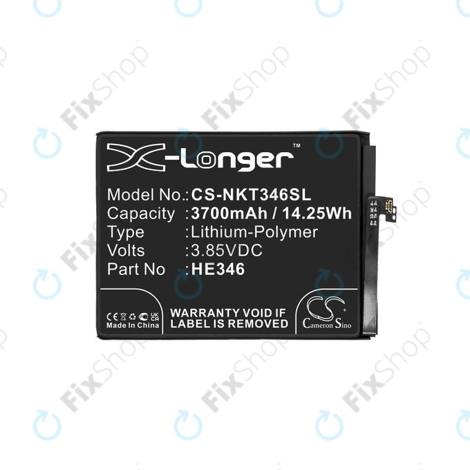 Battery for Nokia 7 Plus, 3700mAh, Li-Pol, 3.85 V, HE346, HQ