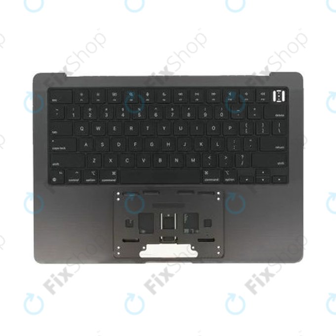 Top case keyboard frame for MacBook Pro 14", A3185 (2024), with US keyboard and battery, Space Black, 661-50210, Genuine Apple