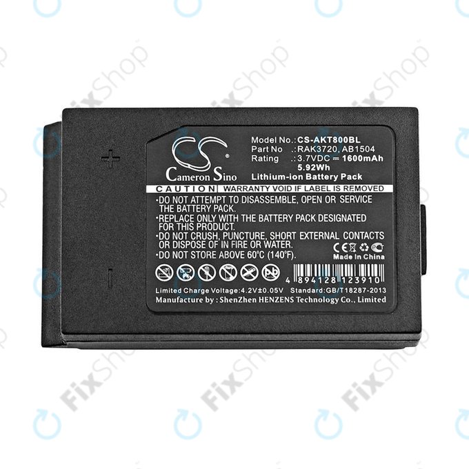 Battery for Akerstroms Mercury 8B, Jupiter, Era 150J, 1600mAh, Li-Ion, 3.7V, RAK3720, HQ