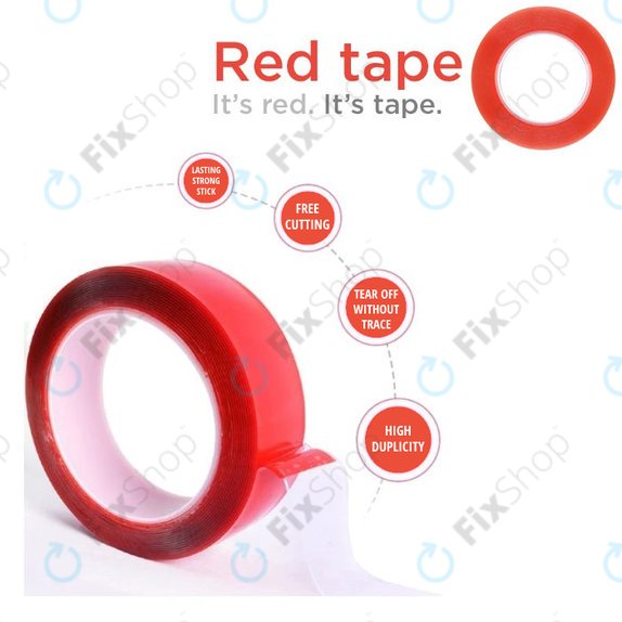 Magic RED Tape - Double-Sided Adhesive Tape - 10mm x 25m (Transparent)