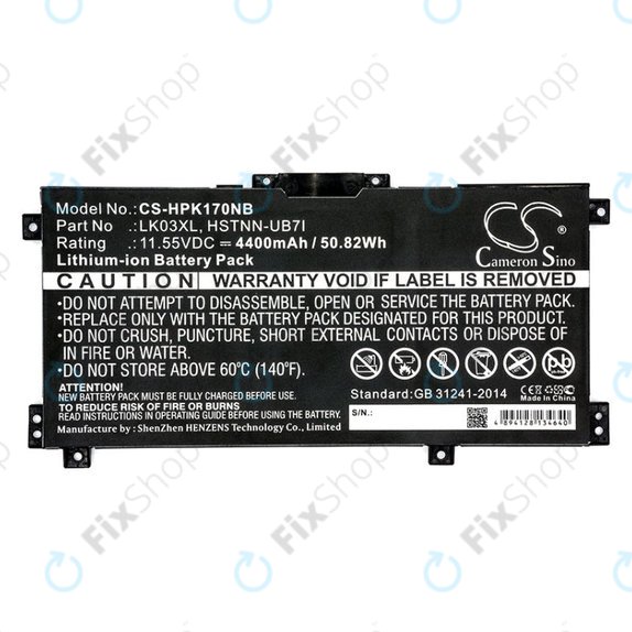 Battery for HP Pavilion X360 15-CR0001NM, 4400mAh, Li-Ion, 11.55V, LK03XL, HQ