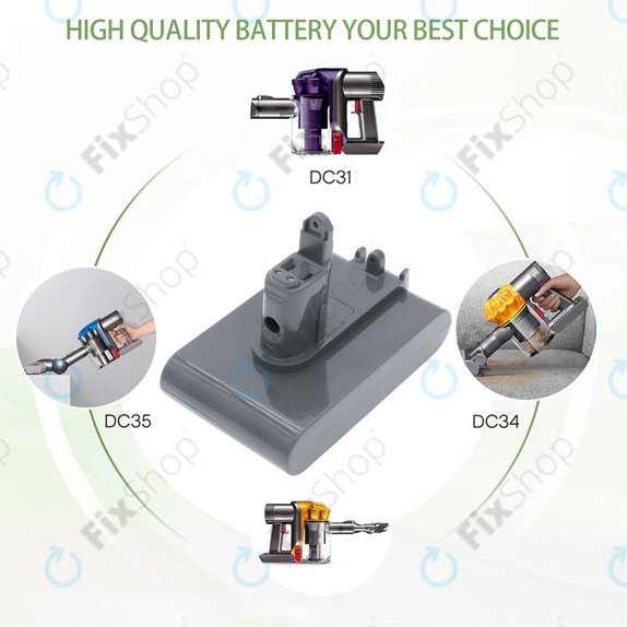 Battery for Dyson DC31, DC34, DC35, DC44, DC56, 2500mAh, Li-Ion, 22.8V, 965557-03, HQ