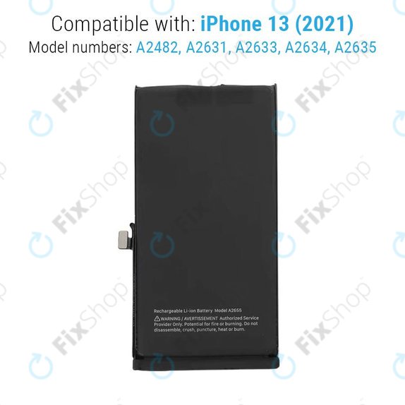 Battery for iPhone 13, 3240mAh, A2655, Service Pack