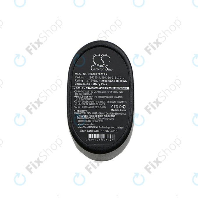 Battery for Makita CL070, CL072, DF010, TD020, TD021, TD022, 2500mAh, Li-Ion, 7.2V, 194355-4, HQ