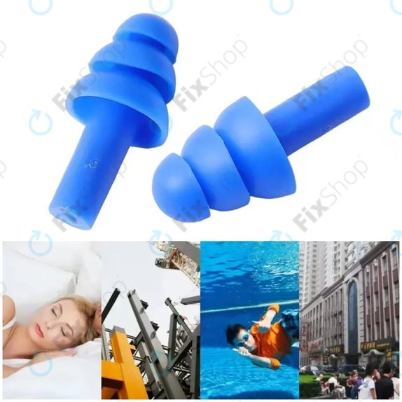 Soft Silicone Earplugs, Blue, Pair