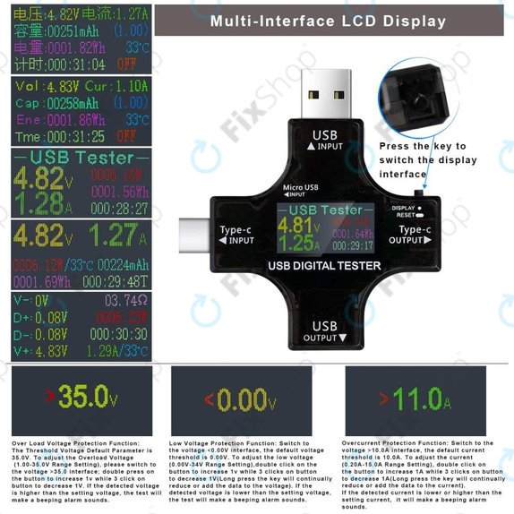 Eversame 2in1 - USB Digital Tester (with USB-C & USB 3.0)