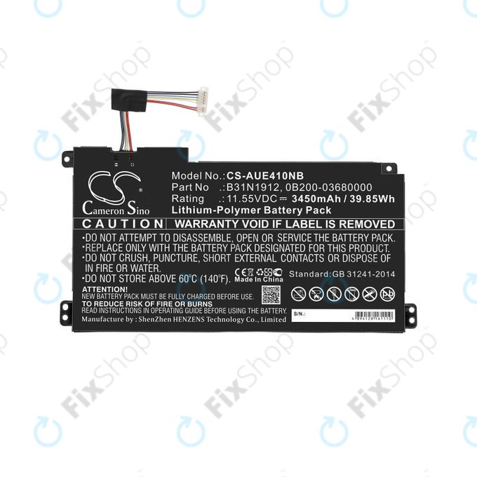 Battery for Asus VivoBook 14 E410ma, F414ma, L410ma, 3450mAh, Li-Pol, 11.55V, B31N1912, HQ